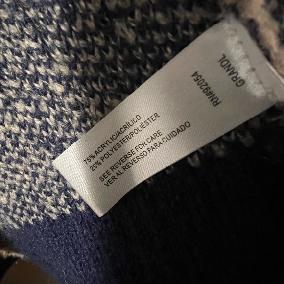 Striped Hooded Women's open front cardigan - Navy, Beige, and Brown - Picture 3 of 5